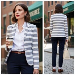 NWT GAP 2 Old Money Ive League Preppy Nautical Stripes Knit Academy Blazer
